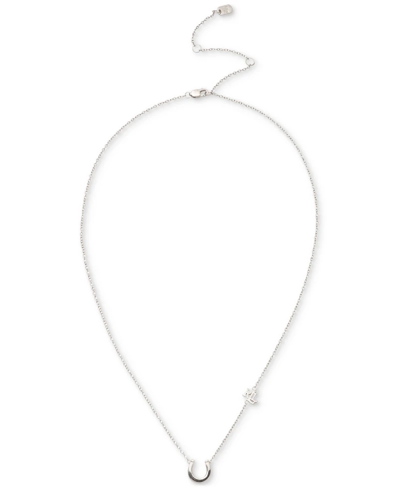 Lauren Ralph Lauren Sterling Silver Horseshoe Pendant Necklace, 16" + 3" extender