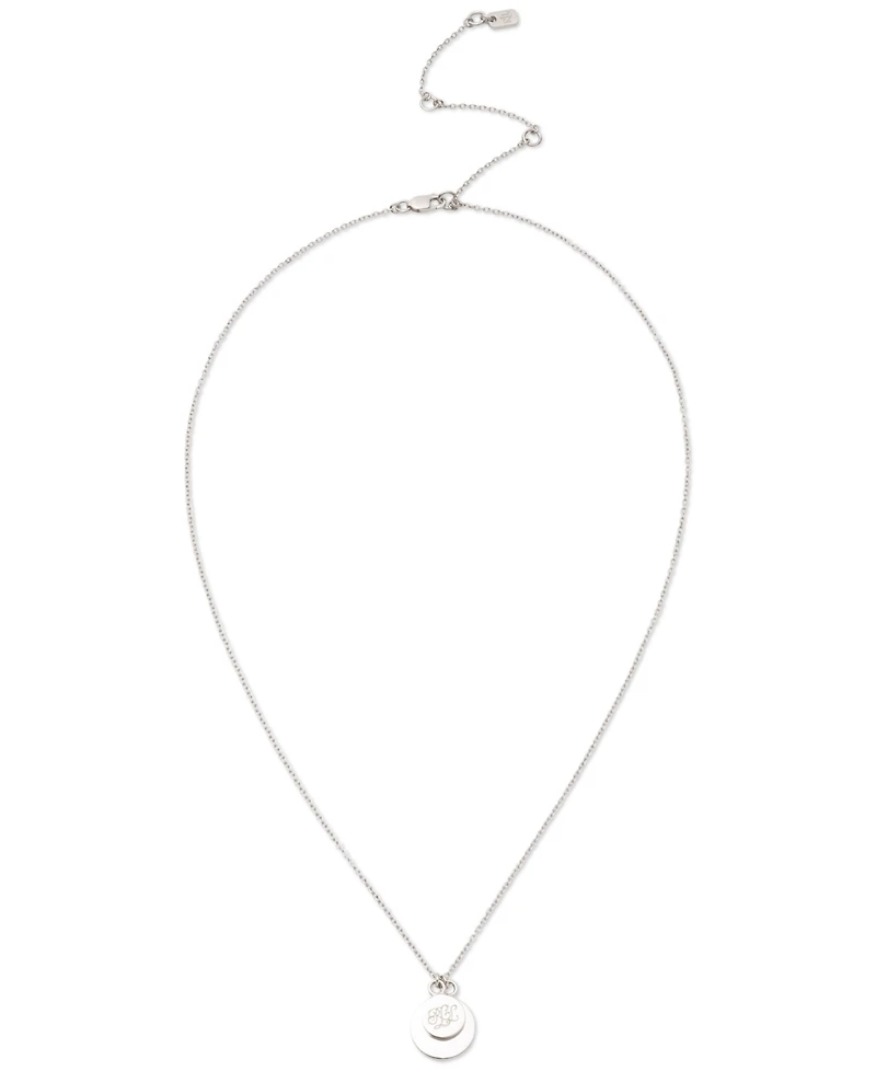 Lauren Ralph Lauren Sterling Silver Logo Pendant Necklace, 16" + 3" extender