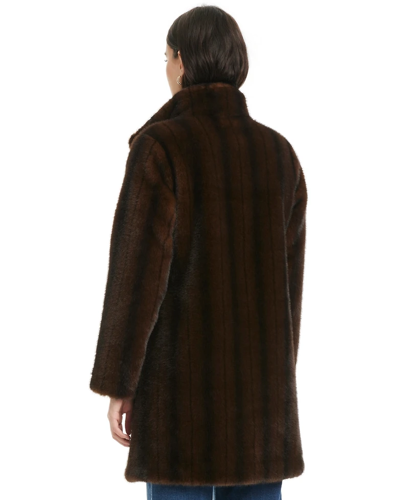 Jones New York Women's Collared Faux-Fur Coat