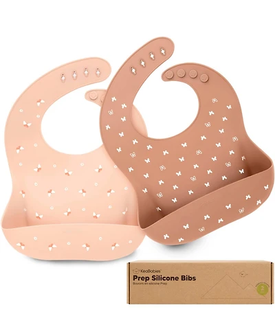 KeaBabies 2-Pack Silicone Bibs For Babies, Food Grade Silicone Baby Bibs for Eating, Feeding, Toddler Bibs, Boys, Girls
