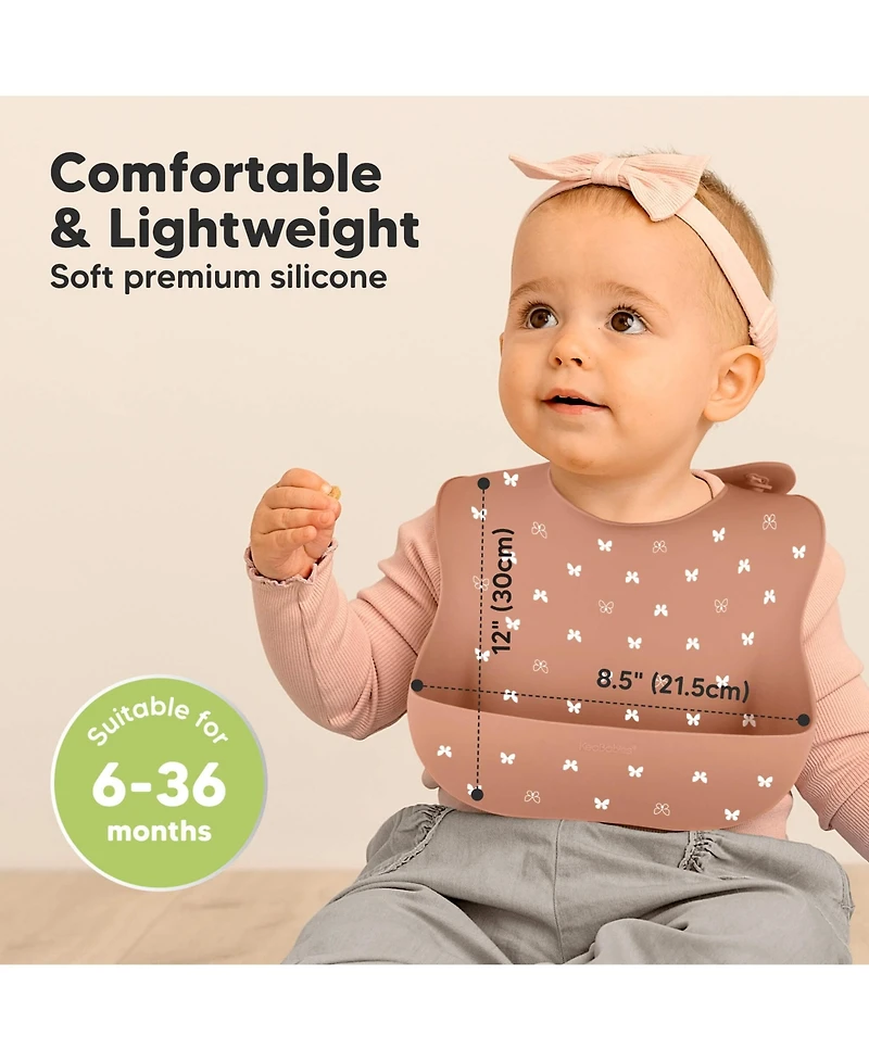 KeaBabies 2-Pack Silicone Bibs For Babies, Food Grade Silicone Baby Bibs for Eating, Feeding, Toddler Bibs, Boys, Girls