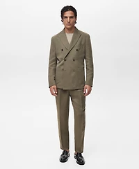 Mango Men's Linen Slim-Fit Double-Breasted Suit Blazer