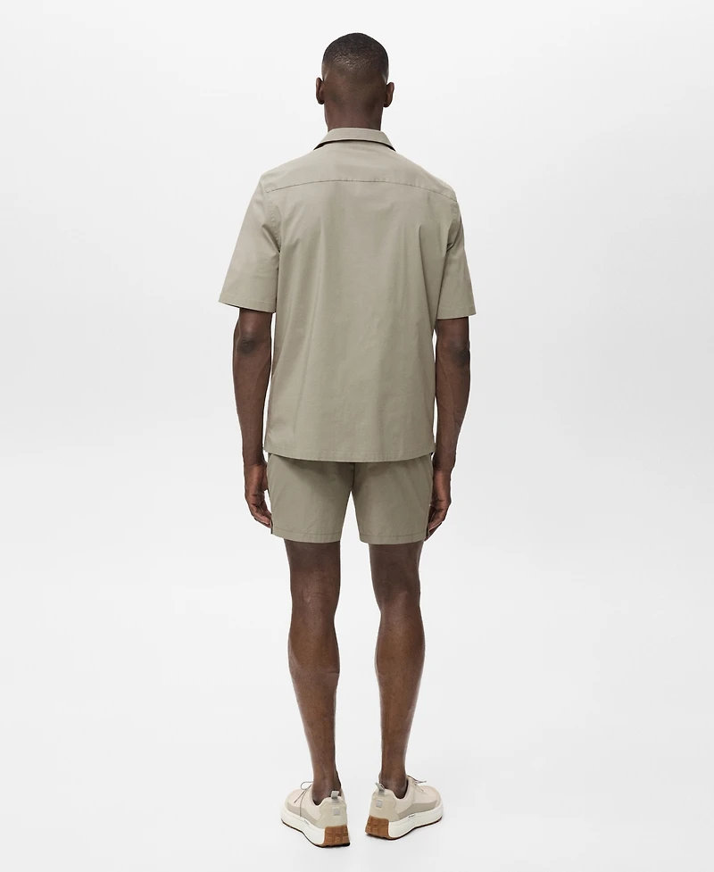Mango Men's Pockets and Bowling Collar Shirt