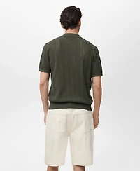 Mango Men's Striped Openwork Knitted Shirt