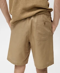 Mango Men's Drawstring Linen Bermuda Shorts