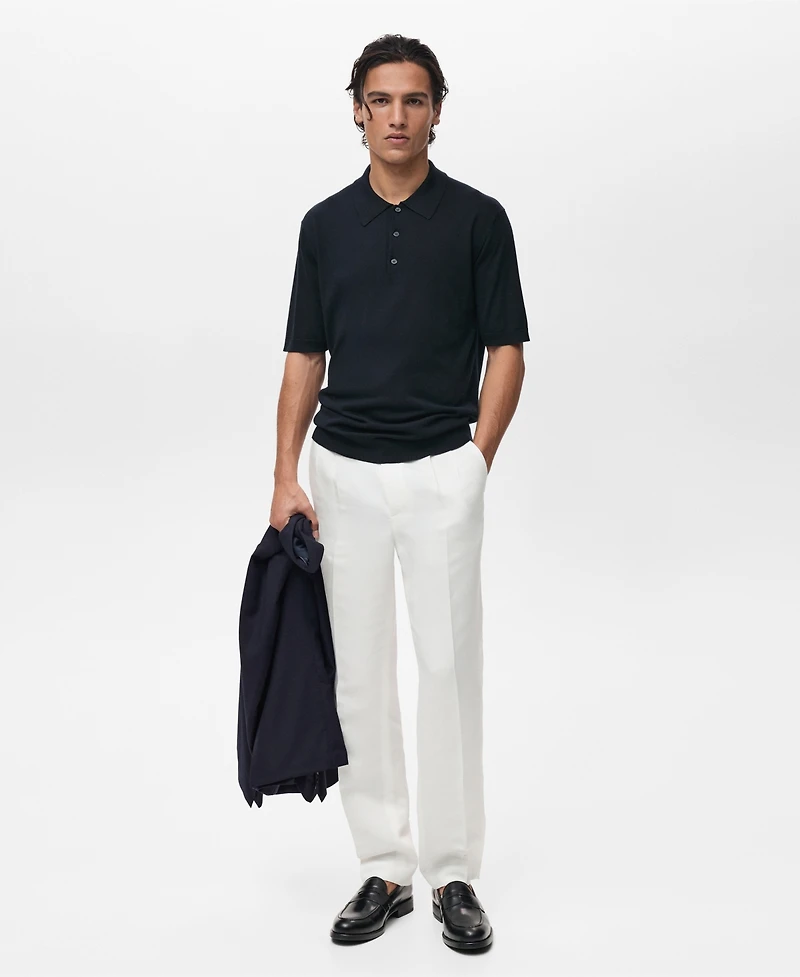 Mango Men's Fine-Knit Lyocell Polo Shirt