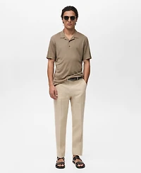 Mango Men's Bowling Collar Lyocell Polo Shirt