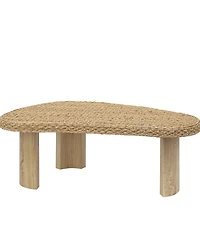Gallerie Decor 48.5" Water Hyacinth Woven Top Coffee Table