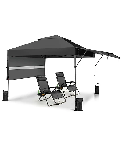 10 x 17.6 Feet Outdoor Instant Pop-up Canopy Tent with Dual Half Awnings