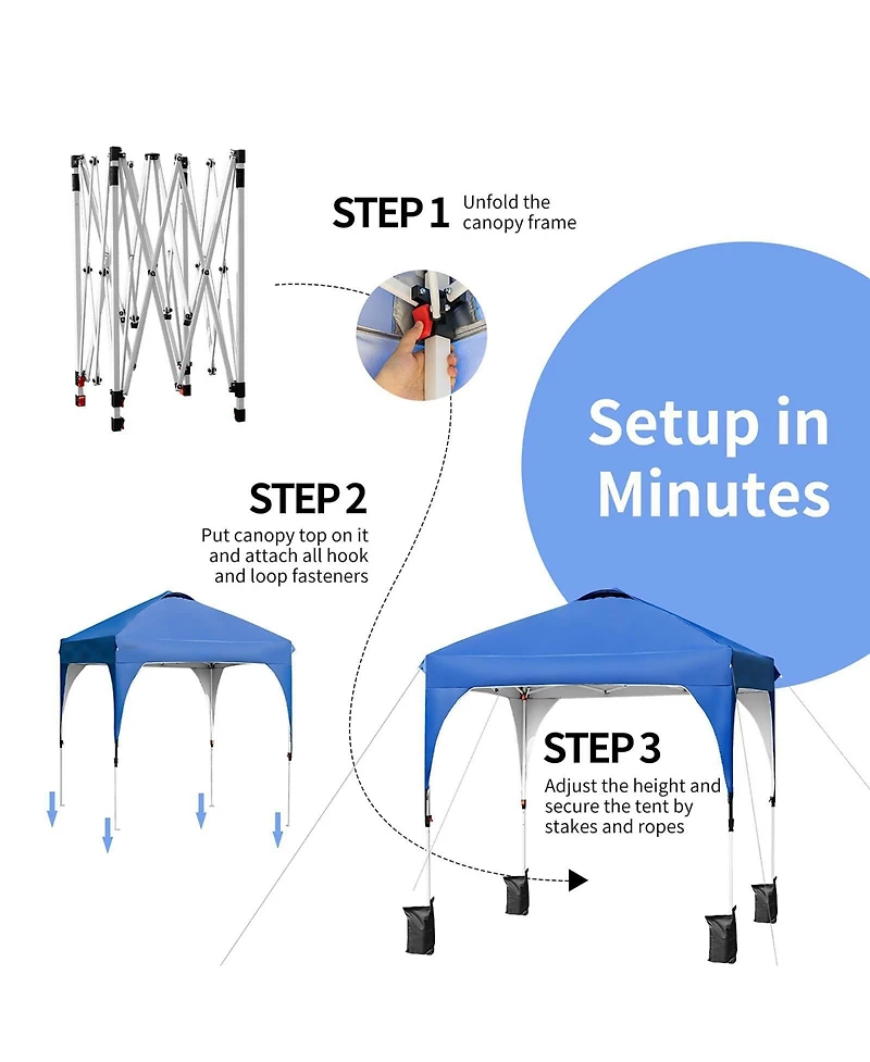 6.6 x Ft Pop Up Height Adjustable Canopy Tent with Roller Bag