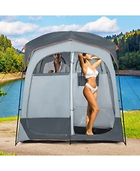 2 Rooms Oversize Privacy Shower Tent with Removable Rain Fly and Inside Pocket