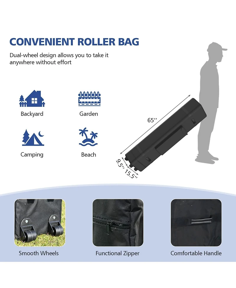 10 x 20 Feet Adjustable Folding Heavy Duty Sun Shelter with Carrying Bag