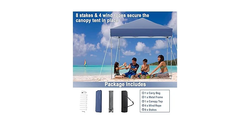 6.6 x 6.6 Feet Outdoor Pop-up Canopy Tent with Upf 50+ Sun Protection