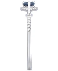 Sapphire (1/2 ct. t.w.) & Diamond (1/6 ct. t.w.) Pear Halo Ring in 10k White Gold