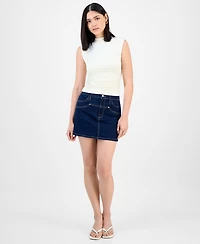 Bar Iii Women's Ruched Mock-Neck Sleeveless Top, Exclusively at Macy's