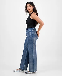 Bar Iii Women's High Rise Metallic Wide-Leg Jeans, Macy's Exclusive