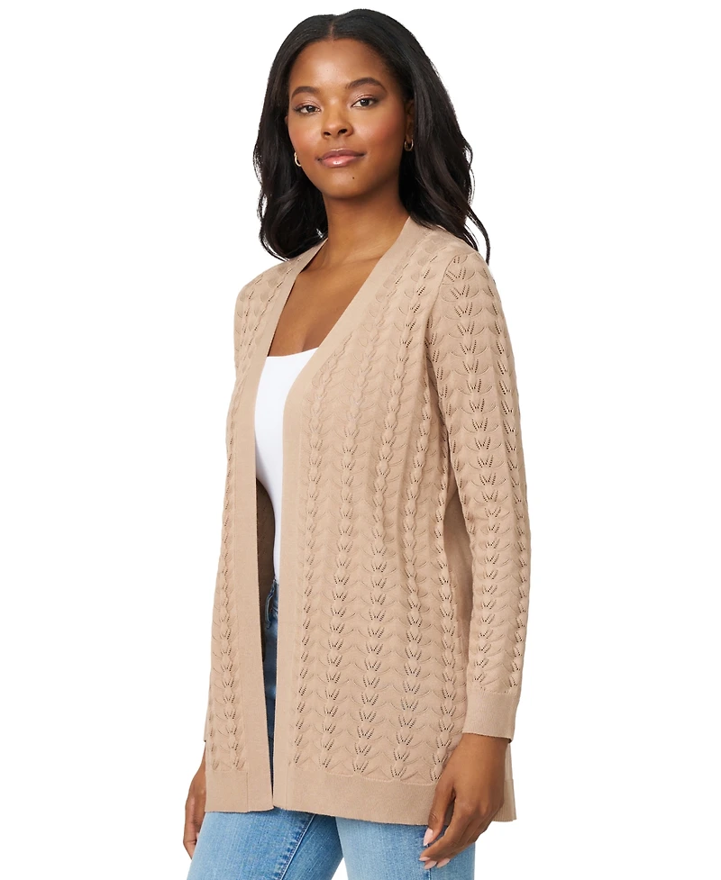 Melissa Paige Women's Pointelle Open-Front Cardigan
