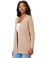 Melissa Paige Women's Pointelle Open-Front Cardigan