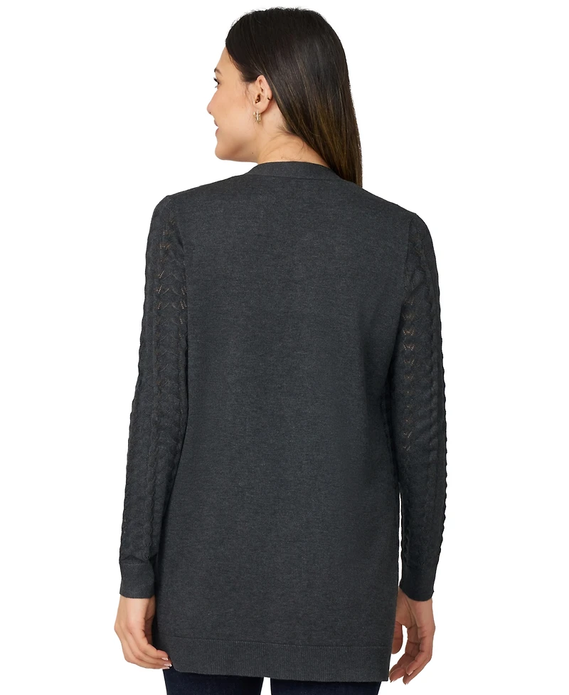 Melissa Paige Women's Pointelle Open-Front Cardigan