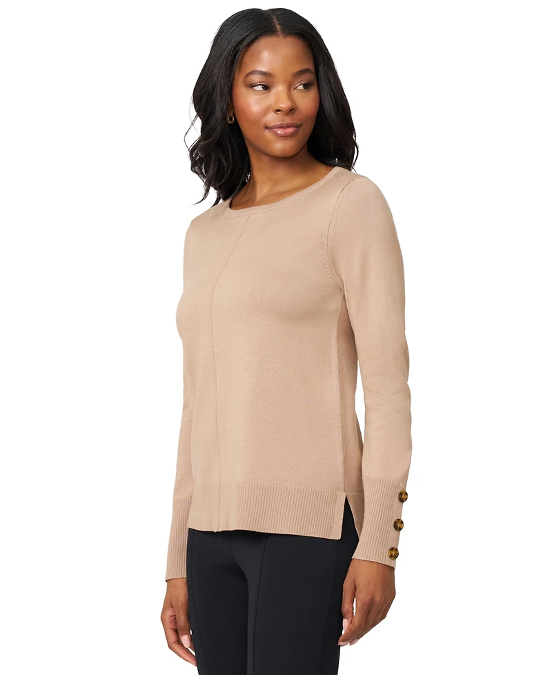 Melissa Paige Women's Button-Cuff Lightweight Tunic Sweater