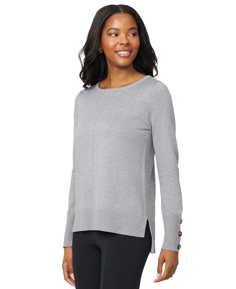 Melissa Paige Women's Button-Cuff Lightweight Tunic Sweater