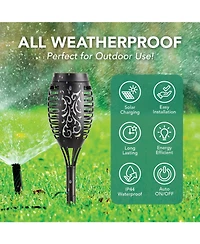 Pack Waterproof Flame Solar Torch Light