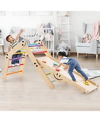 Mecale Climbing Triangle Ladder Toy Indoor Jungle Gym with Reversible Ramp