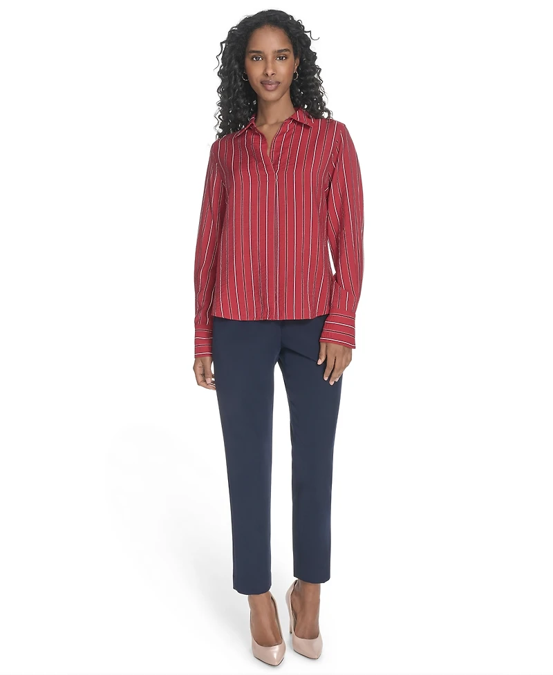 Tommy Hilfiger Women's Striped Long-Sleeve Popover Top