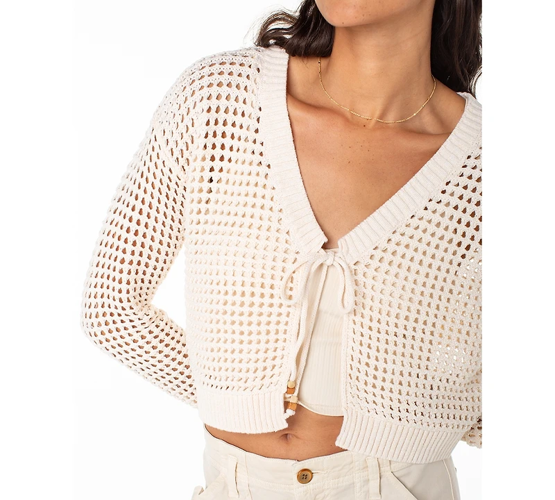 Roxy Juniors' Ivy Cotton Crochet Cropped Cardigan