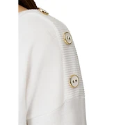 Melissa Paige Women's Boat-Neck Button-Shoulder Sweater