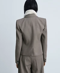 Mango Women's Crop Suit Blazer