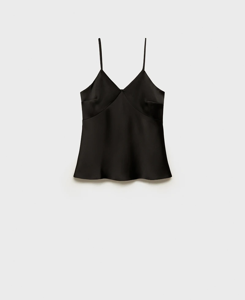 Mango Women's V-Neck Satin Top