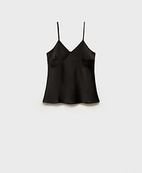 Mango Women's V-Neck Satin Top