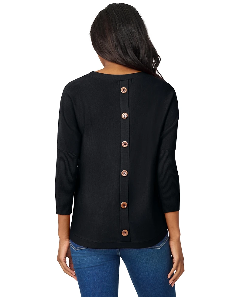 Melissa Paige Women's Dolman Button-Back Sweater