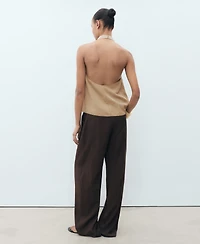 Mango Women's Draped Neck Lyocell Top