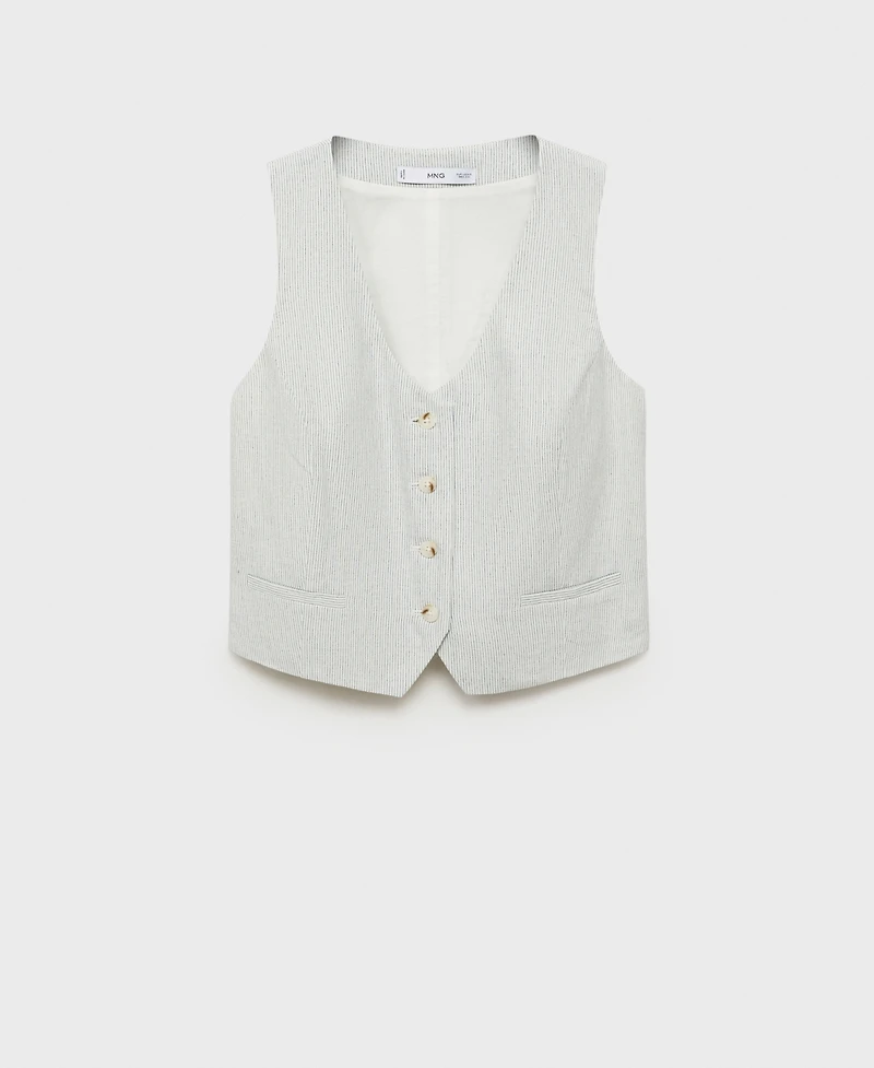 Mango Women's Linen-Blend Suit Vest