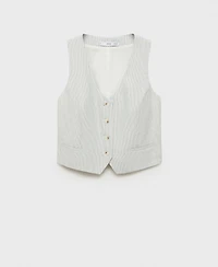 Mango Women's Linen-Blend Suit Vest