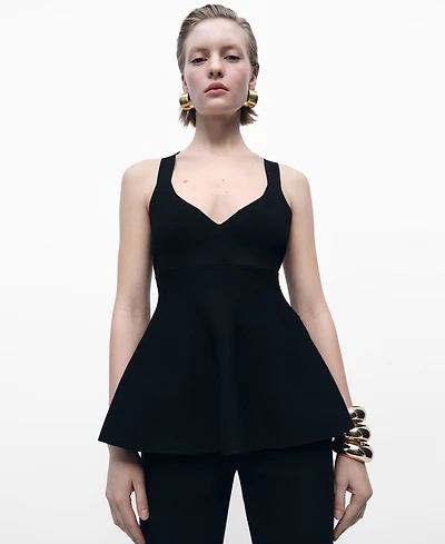Mango Women's Fine-Knit Peplum Top