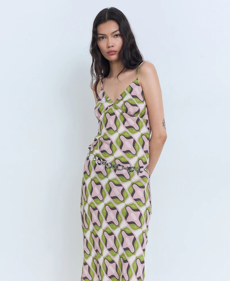 Mango Women's Abstract Printed Midi Dress