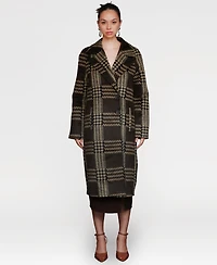 Avec Les Filles Women's Single-Breasted Plaid Coat