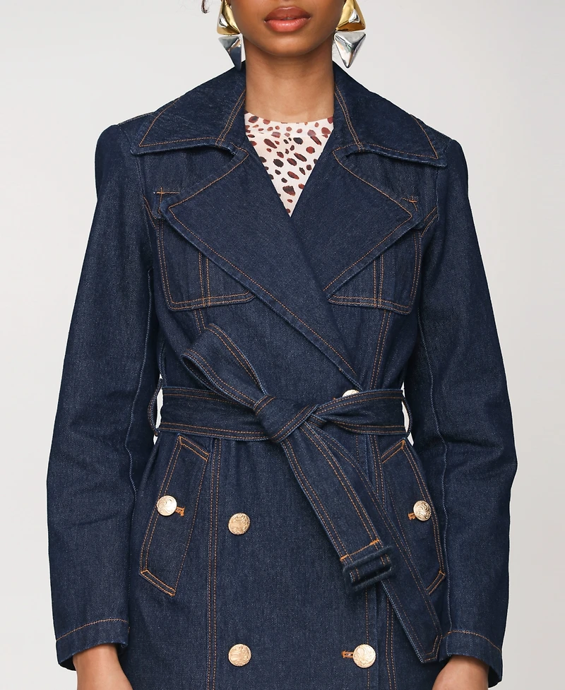 Avec Les Filles Women's Double-Breasted Belted Trench Coat