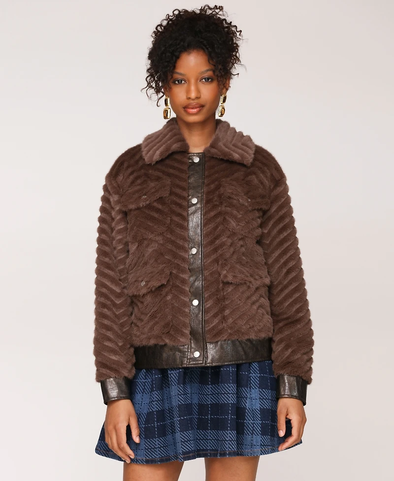 Avec Les Filles Women's Faux-Fur Bomber Jacket