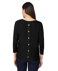 Melissa Paige Women's Boatneck Button-Back Dolman-Sleeve Sweater