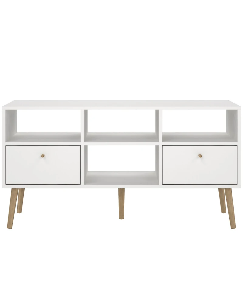 Tvilum 23.94" Wood 2 Drawer and 4 Shelf Tv Stand