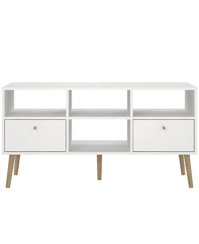 Tvilum 23.94" Wood 2 Drawer and 4 Shelf Tv Stand