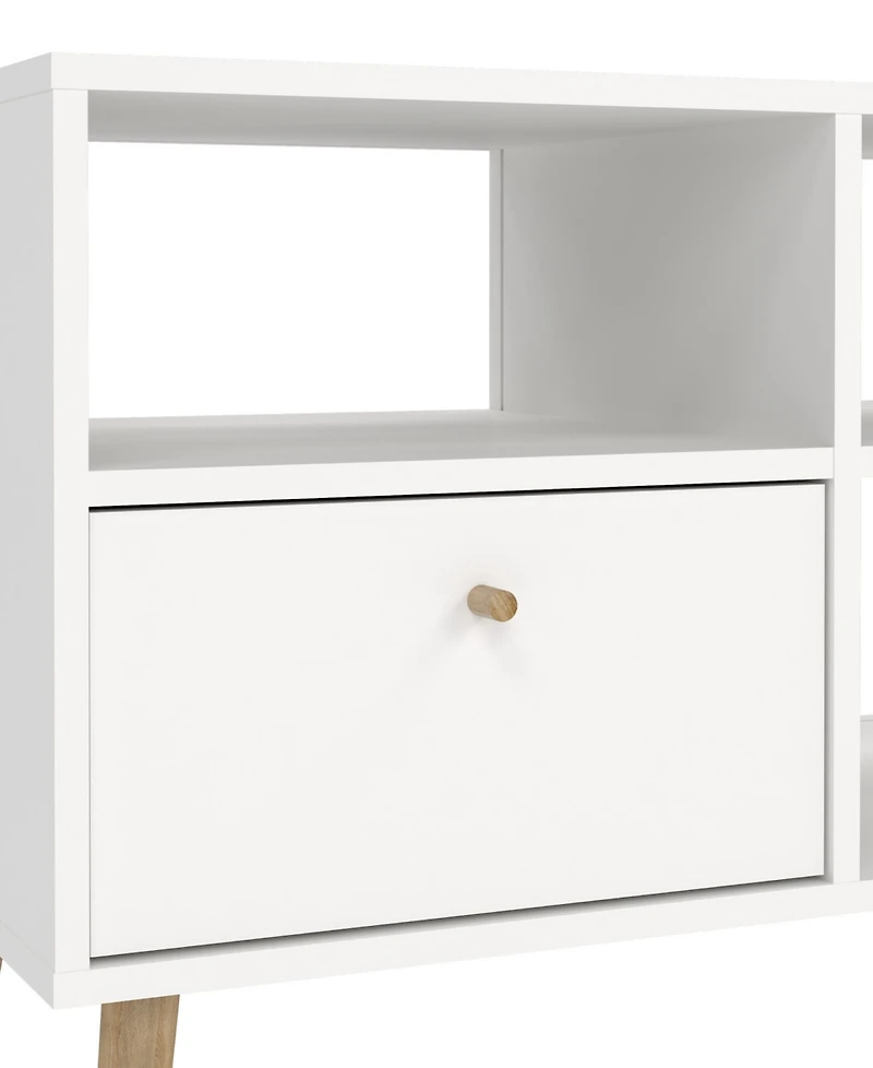 Tvilum 23.94" Wood 2 Drawer and 4 Shelf Tv Stand