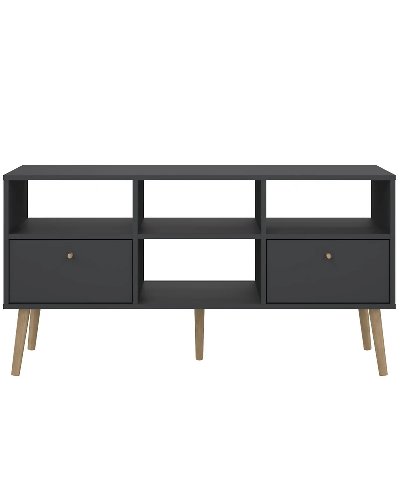 Tvilum 23.94" Wood 2 Drawer and 4 Shelf Tv Stand