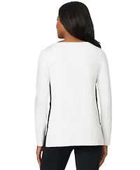 Melissa Paige Women's Contrast-Trim Side-Button Tunic Sweater