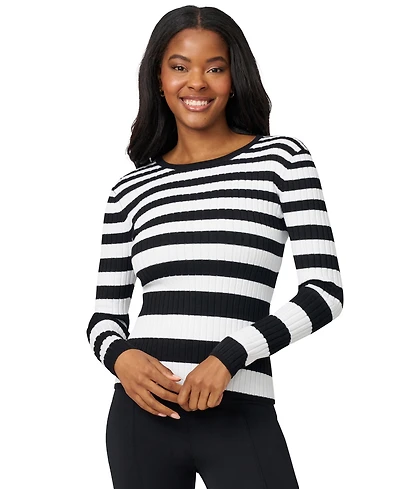 Melissa Paige Women's Striped Ribbed Crewneck Sweater