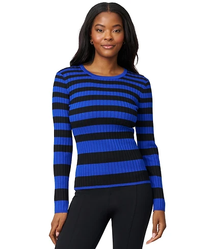 Melissa Paige Women's Striped Ribbed Crewneck Sweater